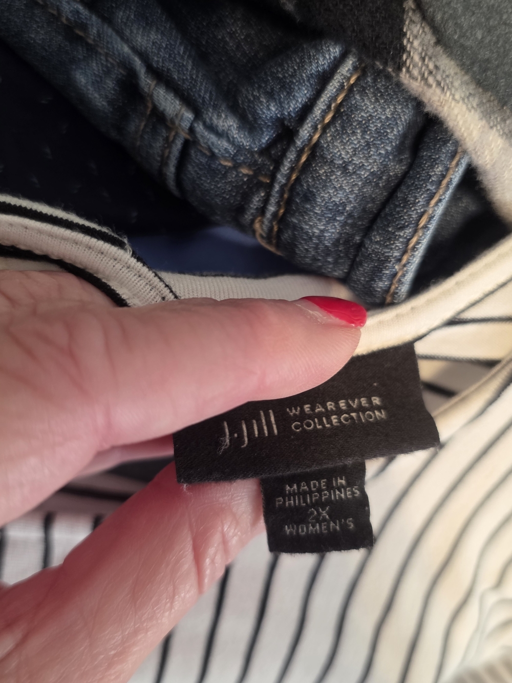 J.Jill Wearever Collection Striped Top in White with Black Stripes